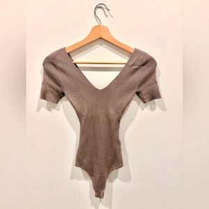 Abercrombie & Fitch XS Short Sleeve Knit Brown Ribbed Women's Top